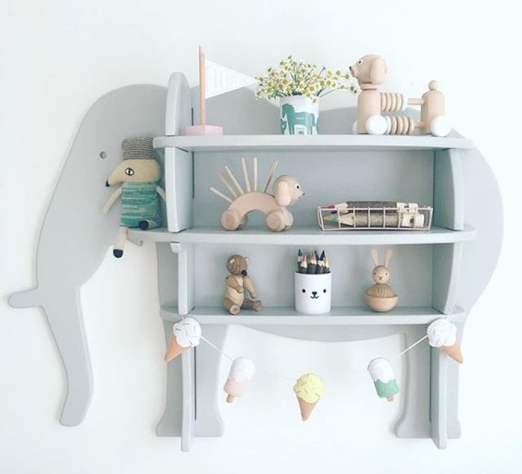 elephant bookshelf nursery